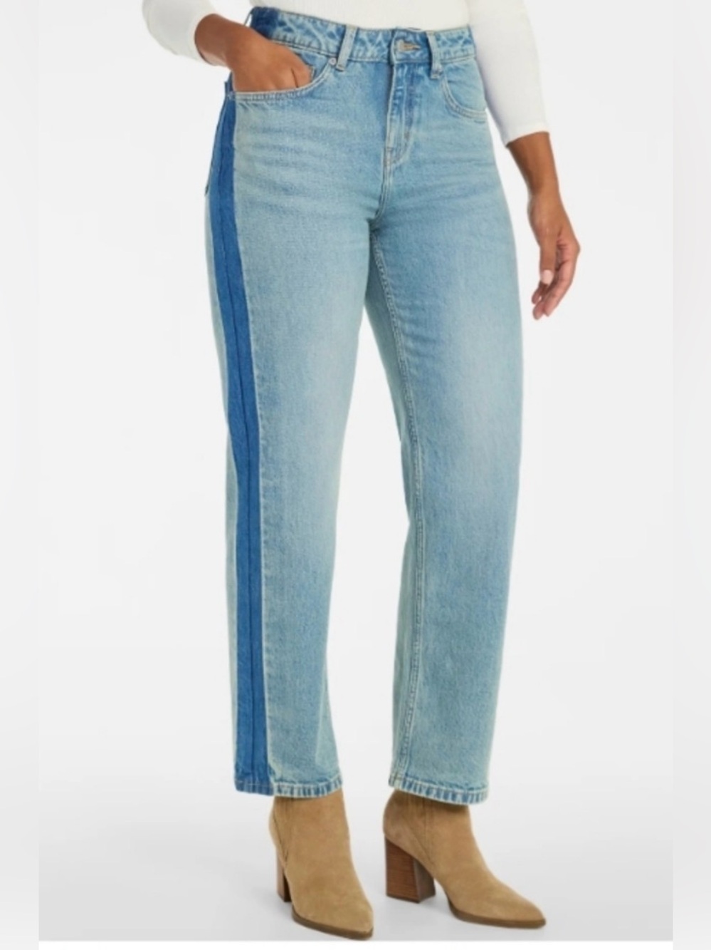 Women’s high rise relaxed straight jeans, “Tuxedo”, light wash, size 2, NWT